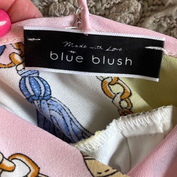 Blue Blush Women's Chain Romper Wrap Skort Front Backless Large Pink Size Large - Picture 5 of 9